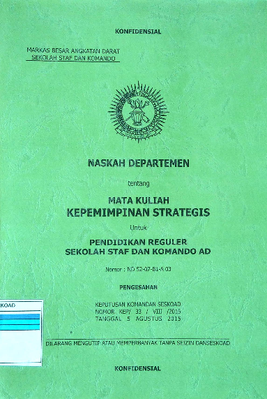 NASKAH DEPARTEMEN TENTANG MATA KULIAH KEPEMIMPINAN STRATEGIS UNTUK PENDIDIK